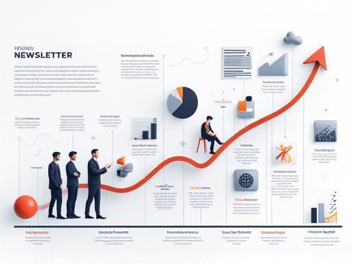 Dinamikus infografika a hírlevél előnyeiről, növekedést és tudást szimbolizálva